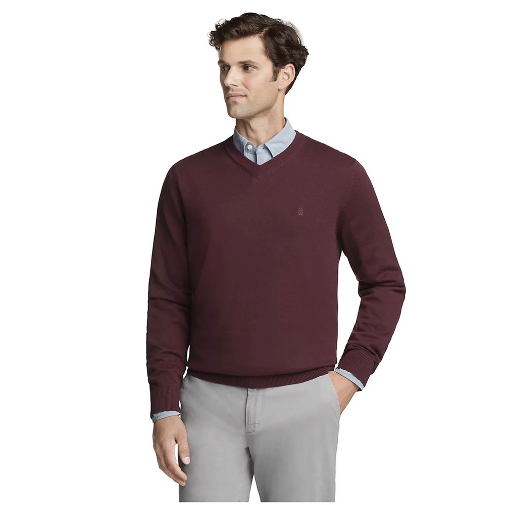 IZOD Men’s Classic-Fit V-neck Sweater. Port Royale/ Burgundy. 2X- Large T